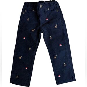 Janie and Jack Dark Blue Kids Jeans with Festive Embroidery